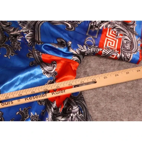 Prestige Original Mens 2XL Baroque Medusa Print Shirt Blue Red Rayon PR-110 - Picture 8 of 8